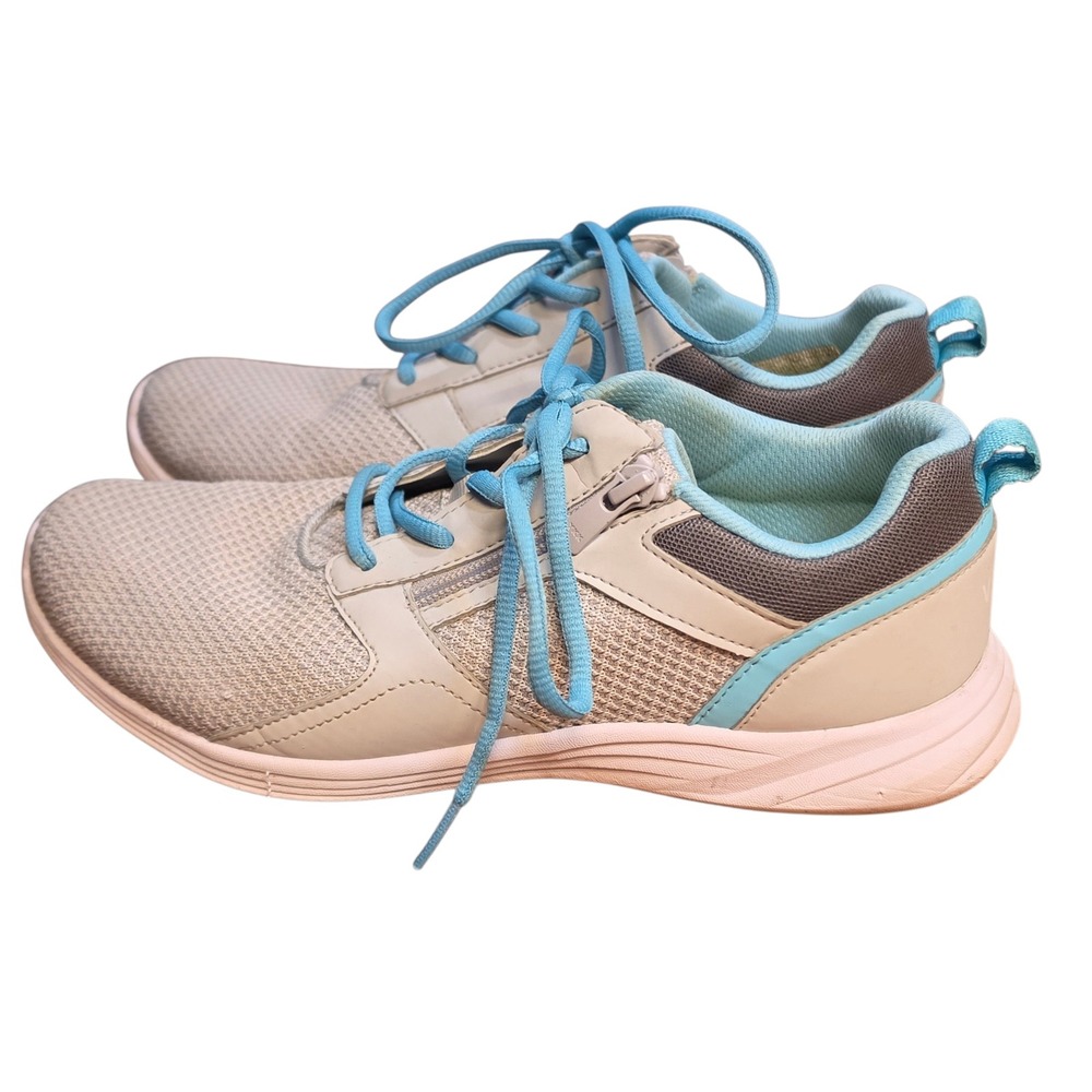 Vionic Lyla Womens 9.5 Wide Grey‎ Blue Mesh Side Zip Walking Sneakers Shoes